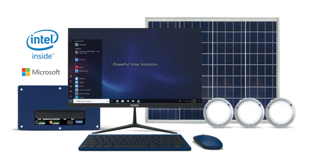 Energy 50W/80W solar computer system - Solar home system with all-in-one desktop